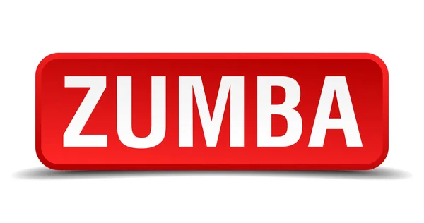 Zumba piros 3d négyzet gomb elszigetelt fehér — Stock Vector