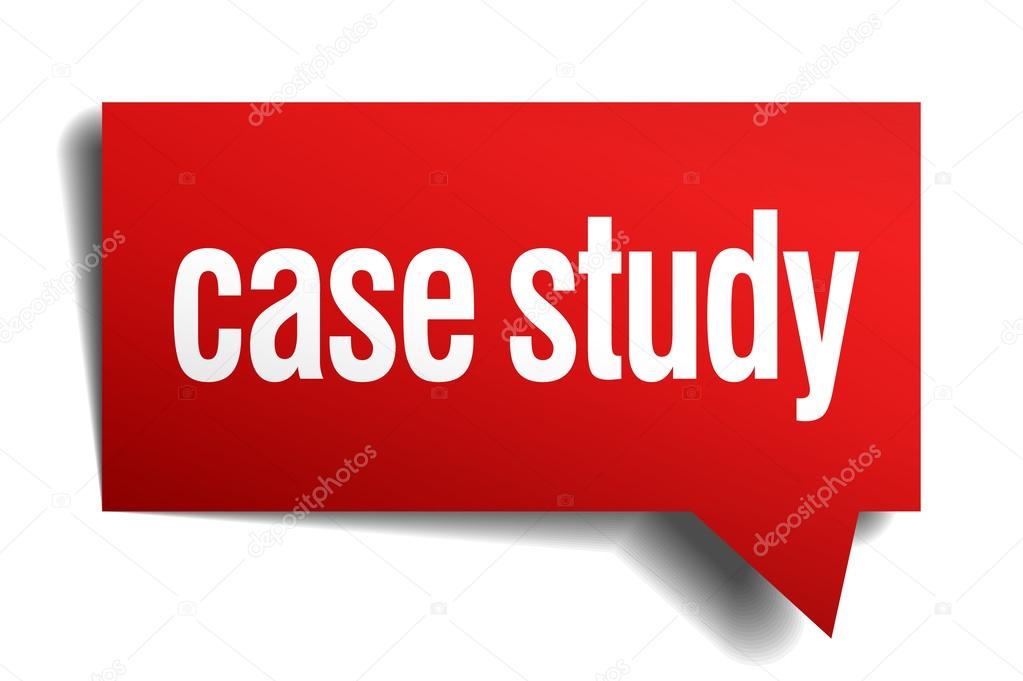 case study red 3d realistic paper speech bubble