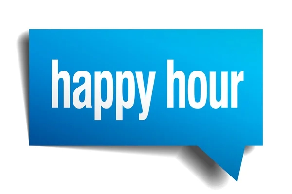 Happy hour bleu 3d papier réaliste bulle de parole — Image vectorielle