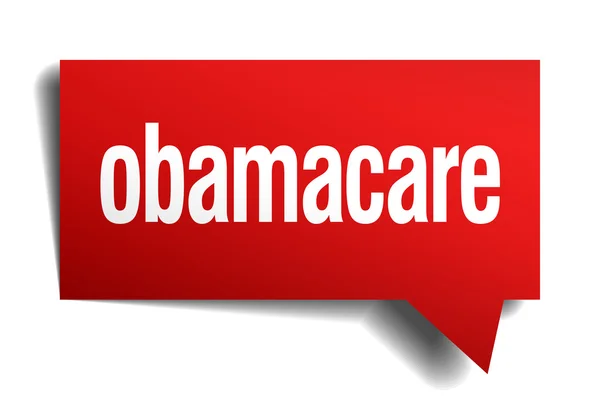 Obamacare röd 3d realistiska papper pratbubbla — Stock vektor