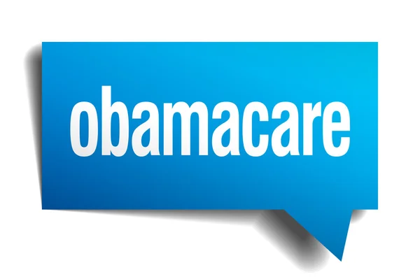 Obamacare burbuja de voz de papel realista 3d azul — Vector de stock