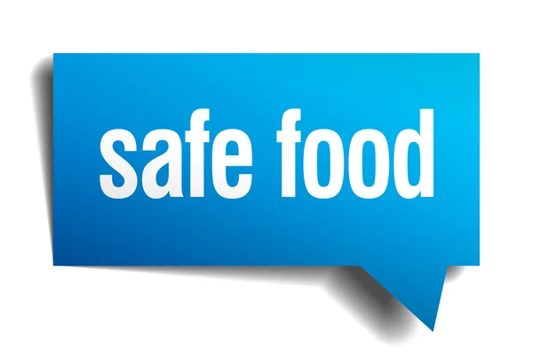 Safe food blue 3d realistic paper speech bubble — Stock Vector