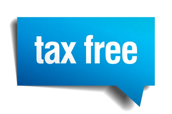 Burbuja de discurso de papel realista azul 3d libre de impuestos — Vector de stock