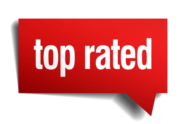 Top bewertete rote 3d realistische Papier-Sprechblase — Stockvektor