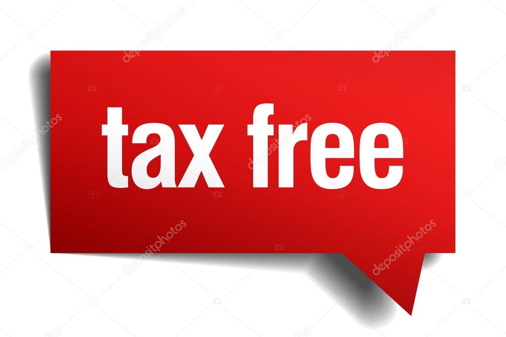 Tax free red 3d realistic paper speech bubble