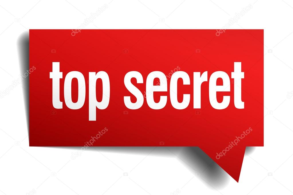 top secret red 3d realistic paper speech bubble