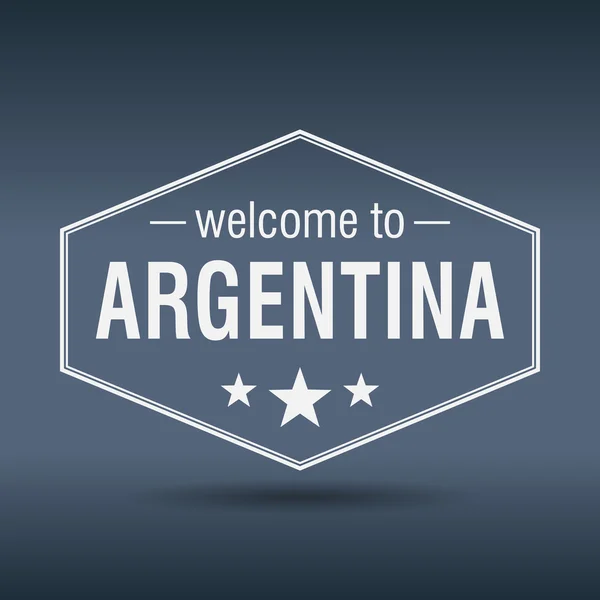 Bienvenido a la etiqueta vintage blanca hexagonal Argentina — Vector de stock