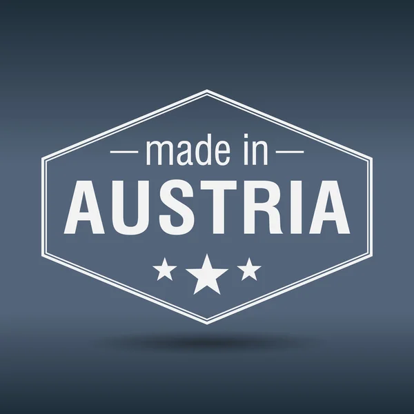 Gemaakt in Oostenrijk zeshoekige vintage whitelabel — Stockvector