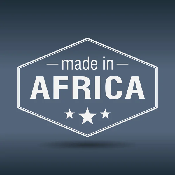 Feito em África hexagonal etiqueta vintage branco — Vetor de Stock