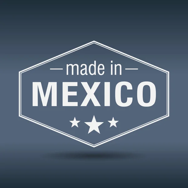 Gjort i Mexiko sexkantiga vit vintage etikett — Stock vektor