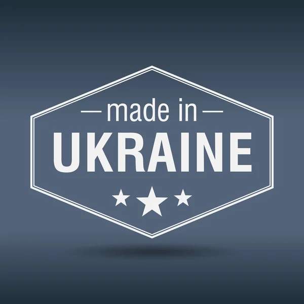 Made in Ukraine étiquette vintage blanche hexagonale — Image vectorielle