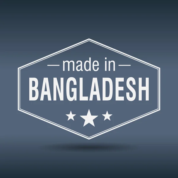 Hergestellt in bangladesh sechseckigen weißen Vintage-Label — Stockvektor