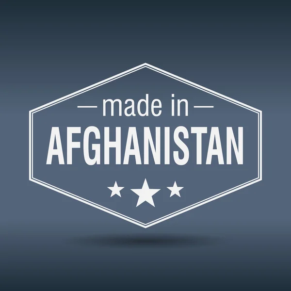 Made in Afghanistan étiquette vintage hexagonale blanche — Image vectorielle