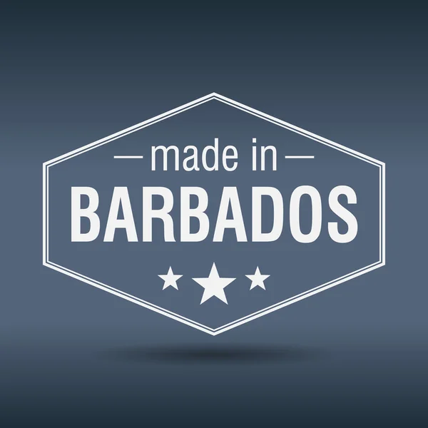 Feito em Barbados hexagonal etiqueta vintage branco — Vetor de Stock