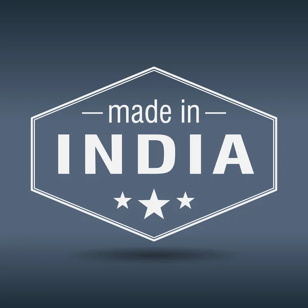 Made in India etichetta esagonale bianca vintage — Vettoriale Stock