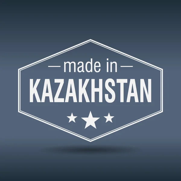 Made in Kazakhstan étiquette vintage blanche hexagonale — Image vectorielle