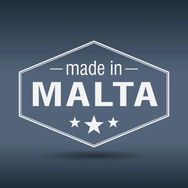 Malta altıgen beyaz vintage etiket içinde yapılan — Stok Vektör