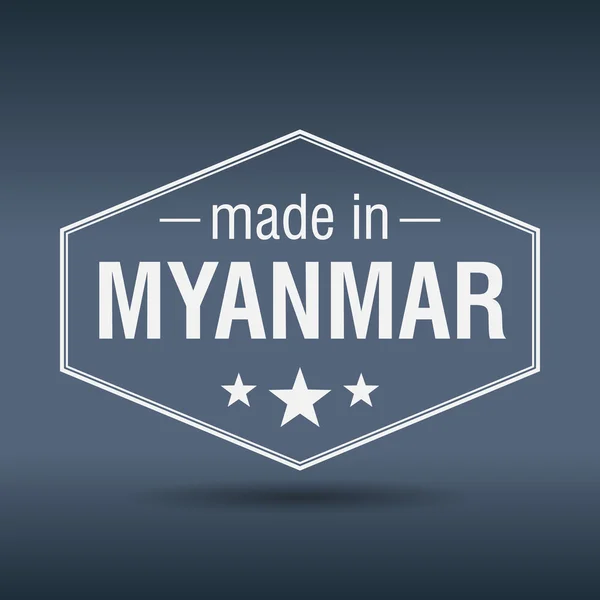 在缅甸六角形的白色复古标签 — 图库矢量图片