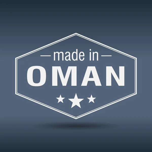 Made in Oman hexagonal white vintage label — Stock Vector