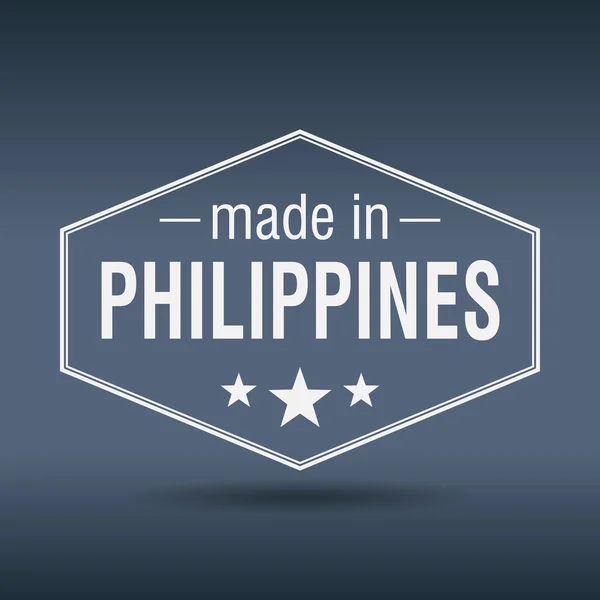 Made in Philippines étiquette vintage hexagonale blanche — Image vectorielle