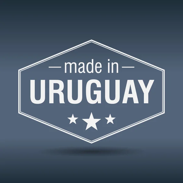 Hecho en Uruguay etiqueta vintage blanca hexagonal — Archivo Imágenes Vectoriales