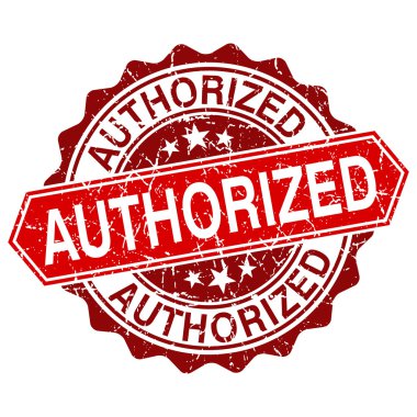 Authorized red vintage stamp isolated on white background clipart