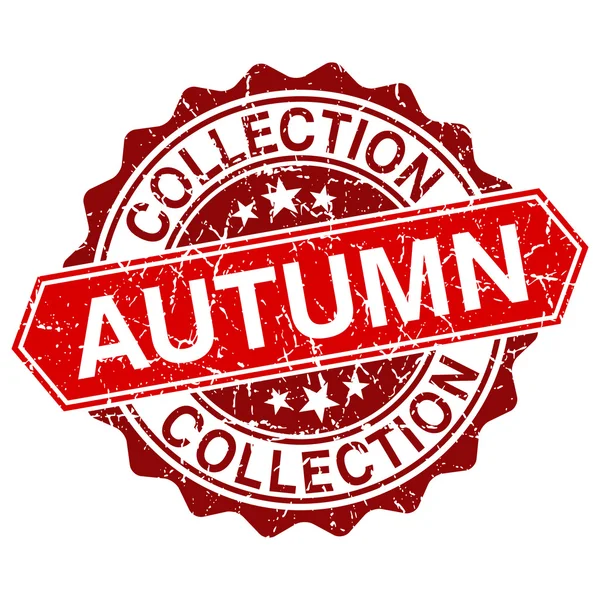 Collection automne timbre vintage rouge isolé sur fond blanc — Image vectorielle