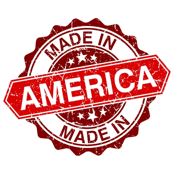 Made in America red stamp isolated on white background — Stock Vector