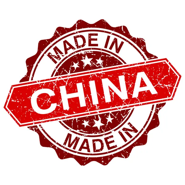 Made in China red stamp isolated on white background — Stock Vector