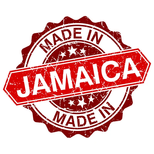 Hecho en Jamaica sello rojo aislado sobre fondo blanco — Vector de stock