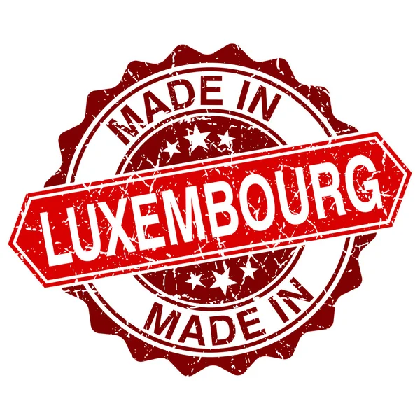 Fabriqué au Luxembourg timbre rouge isolé sur fond blanc — Image vectorielle