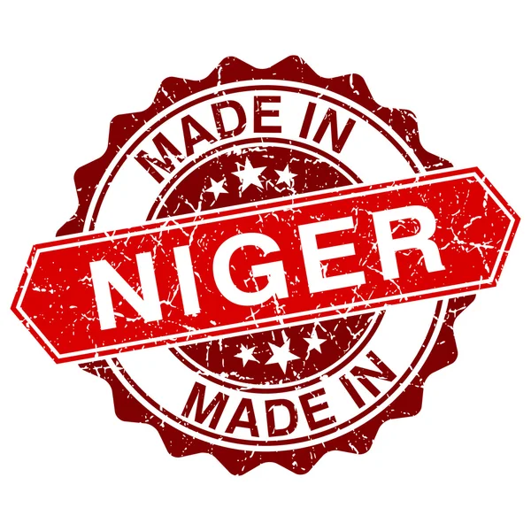 Made in Niger red stamp isolated on white background — Stock Vector