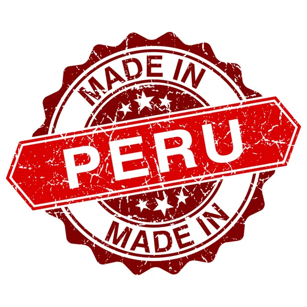 Beyaz zemin üzerine kırmızı pul izole Peru'da yapılmış — Stok Vektör
