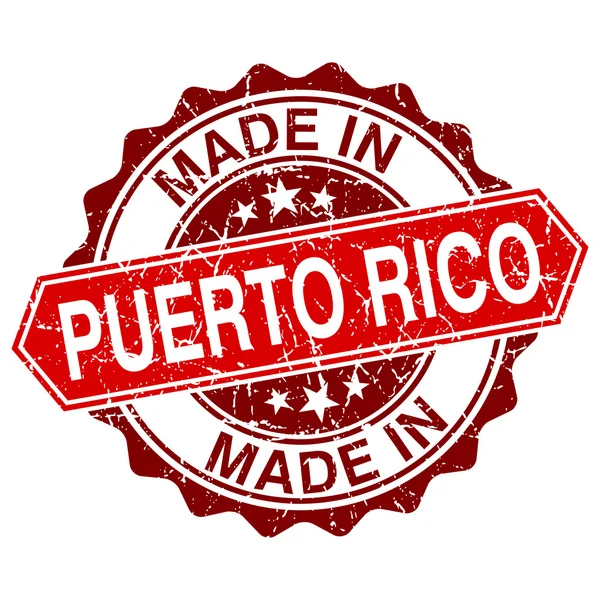 Сделано в Пуэрто-Рико красная марка изолированы на белом фоне — стоковый вектор