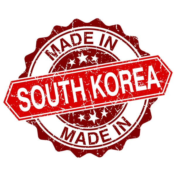 Hecho en Corea del Sur sello rojo aislado sobre fondo blanco — Archivo Imágenes Vectoriales