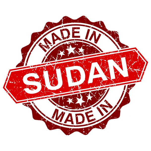 Made in Sudan red stamp isolated on white background — Stock Vector