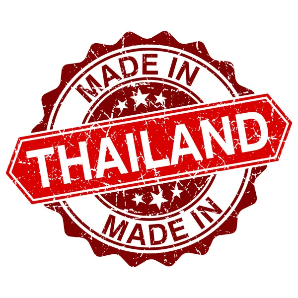 Hecho en Tailandia sello rojo aislado sobre fondo blanco — Vector de stock