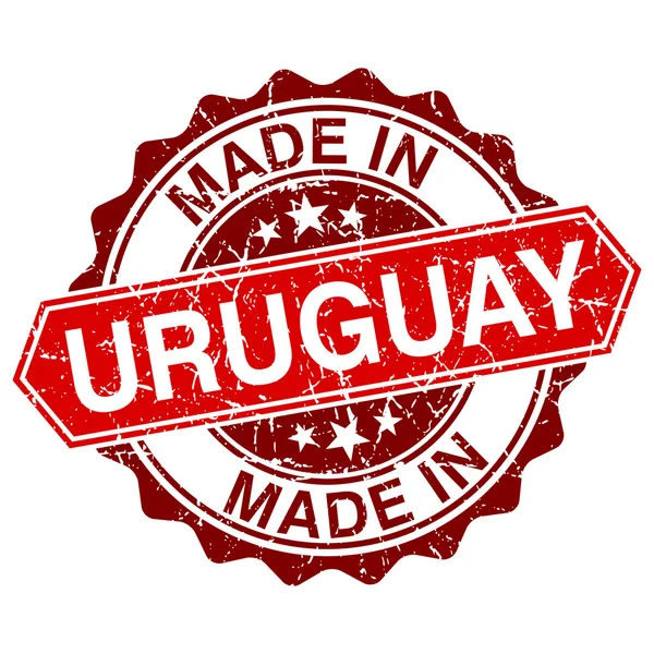 Hecho en Uruguay sello rojo aislado sobre fondo blanco — Archivo Imágenes Vectoriales