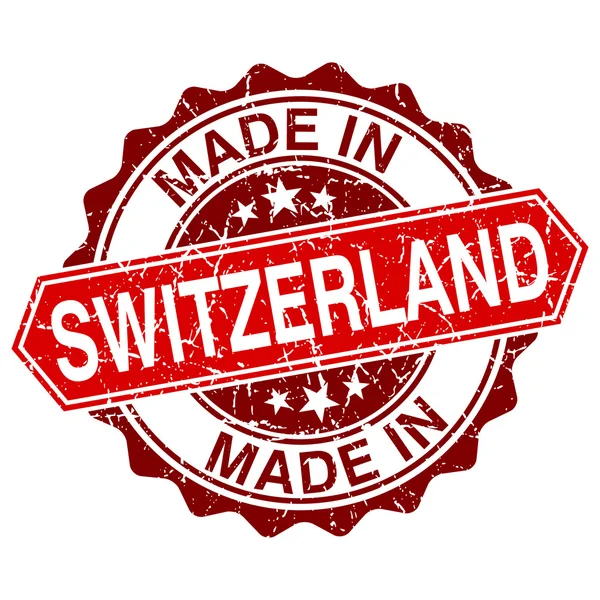 Made in Switzerland red stamp isolated on white background — Stock Vector