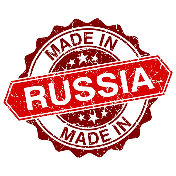 Made in Russia red stamp isolated on white background — Stock Vector