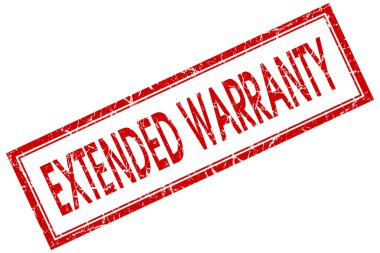 extended warranty red square stamp isolated on white background clipart