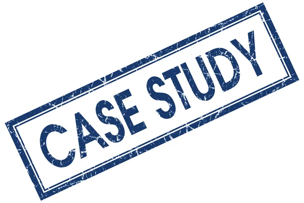 Case study blue square stamp isolated on white background — Stock Photo, Image