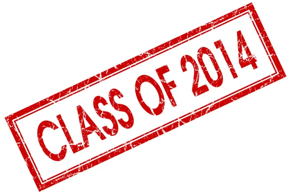Klasse 2014 rote quadratische Marke isoliert auf weißem Hintergrund — Stockfoto