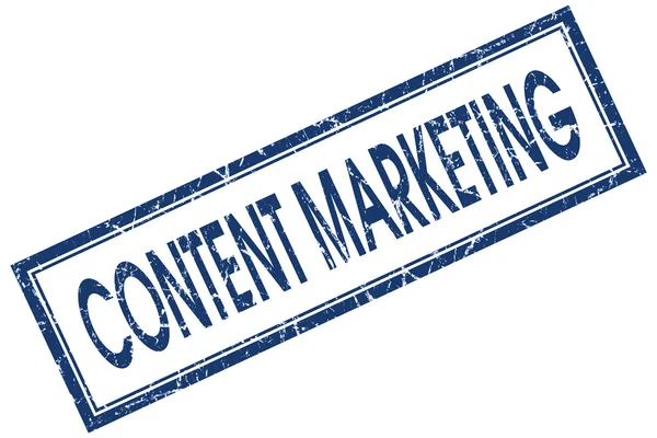 Content marketing blå fyrkantiga stämpel isolerad på vit bakgrund — Stockfoto