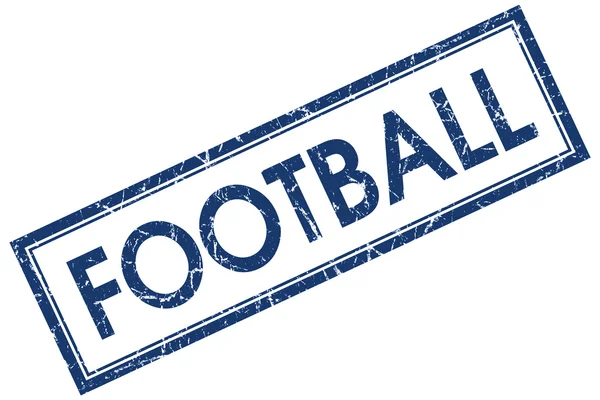 Футбольна синя квадратна марка ізольована на білому тлі — стокове фото