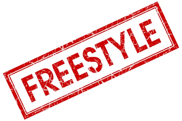 Freestyle pieczęć czerwony kwadrat na białym tle — Zdjęcie stockowe