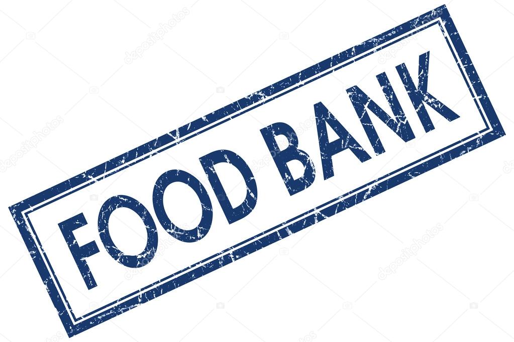 food bank blue square stamp isolated on white background