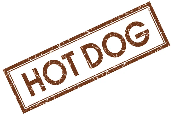Hot Dog braune quadratische Marke isoliert auf weißem Hintergrund — Stockfoto