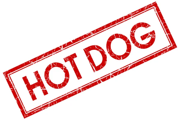 Hot dog red square stamp isolated on white background — Stock Photo, Image