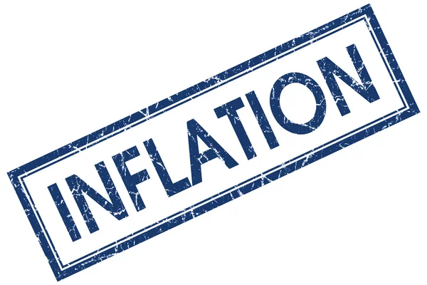 Inflación sello cuadrado azul aislado sobre fondo blanco — Foto de Stock